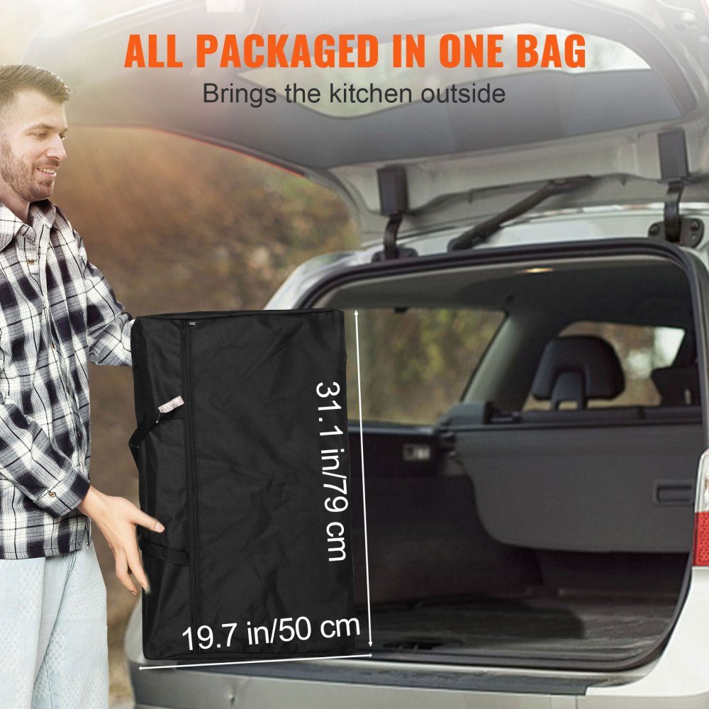 Cuisine de camping d'extérieur pliable 78 x 49 x 13 cm, armoire de camping en aluminium, cuisine de camping avec protection contre le vent, meubles de camping, cuisine de voyage incl. crochets et poteau de lampe 66-121 cm, placard de cuisine, table de cam