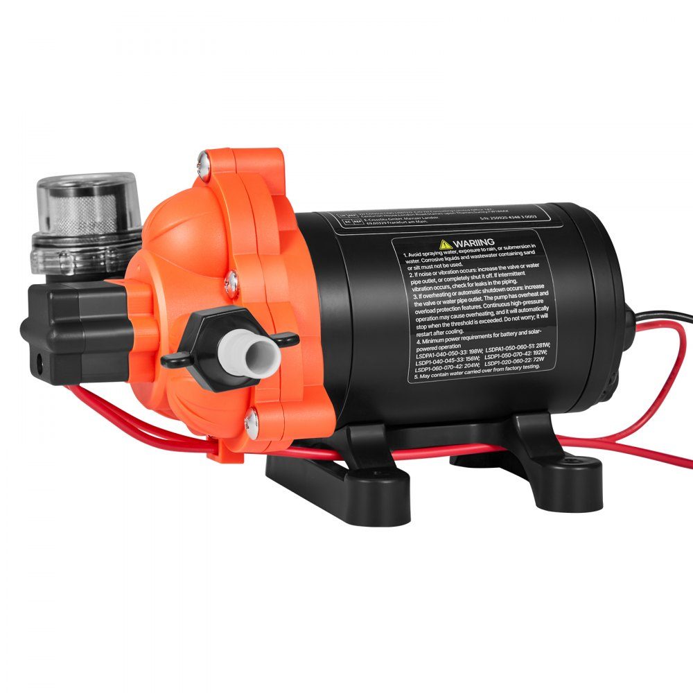 Diaphragm pump, 12V DC, 15.1L/min, self-priming 3-chamber diaphragm water pump with automatic pressure switch, 2.75 bar pressure for motorhome, caravan, ship, yacht, car wash