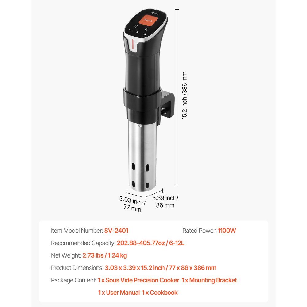 Sous Vide Stick, 1100W Sous Vide Cooker, WiFi Immersion Circulator with 10 Preset Recipes, LCD Touch Screen, Precision Cooker, Accurate Temperature and Timer, App Control