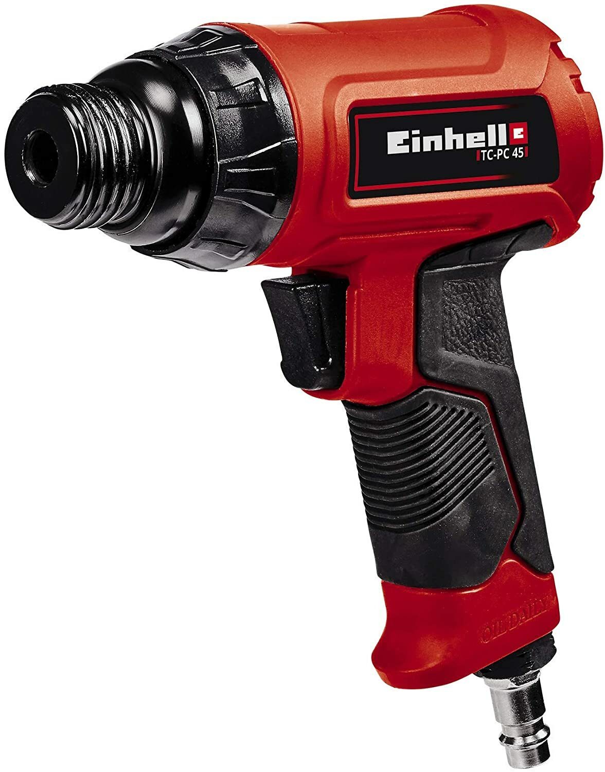 Einhell Druckluft-Meißelhammer TC-PC 45 Set (für Stein + Metall, inklusive 4-teiligem 120-mm-Meißelsatz, Nadelentrosteraufsatz, Ölflasche, Stecknippel, Koffer)