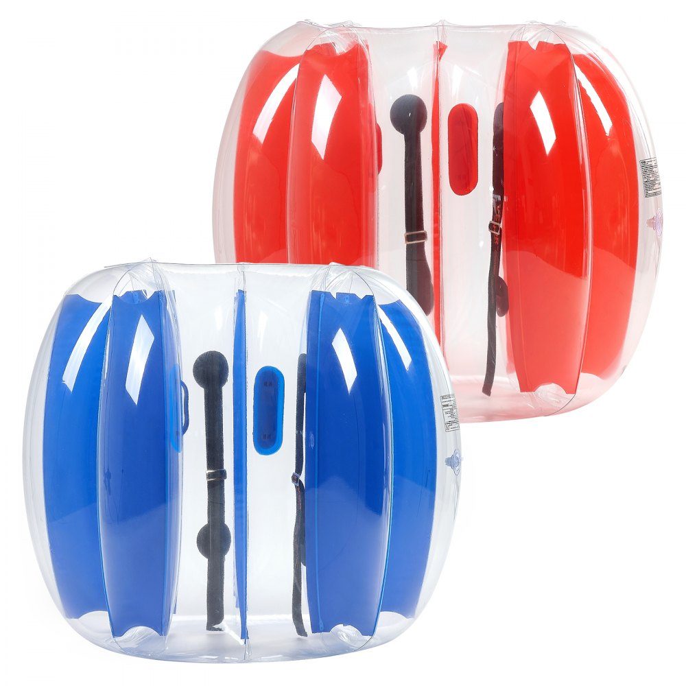 Inflatable Bumper Ball (2 Pack) 1.2m Heavy Duty 0.5mm Thick PVC Bubble Knocker Collision Ball for Outdoor Sports Team Games Park Toy (Red + Blue Stripes)