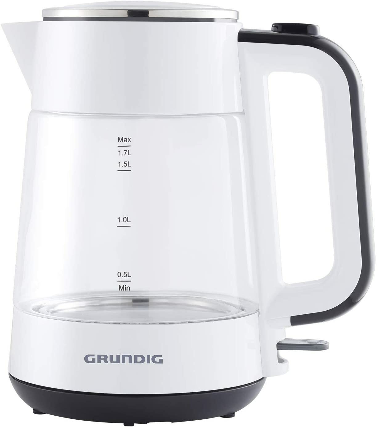 Grundig WK 5860 Wasserkocher, Glas, 2400 W, 1,7 l, 2400, weiß/schwarz