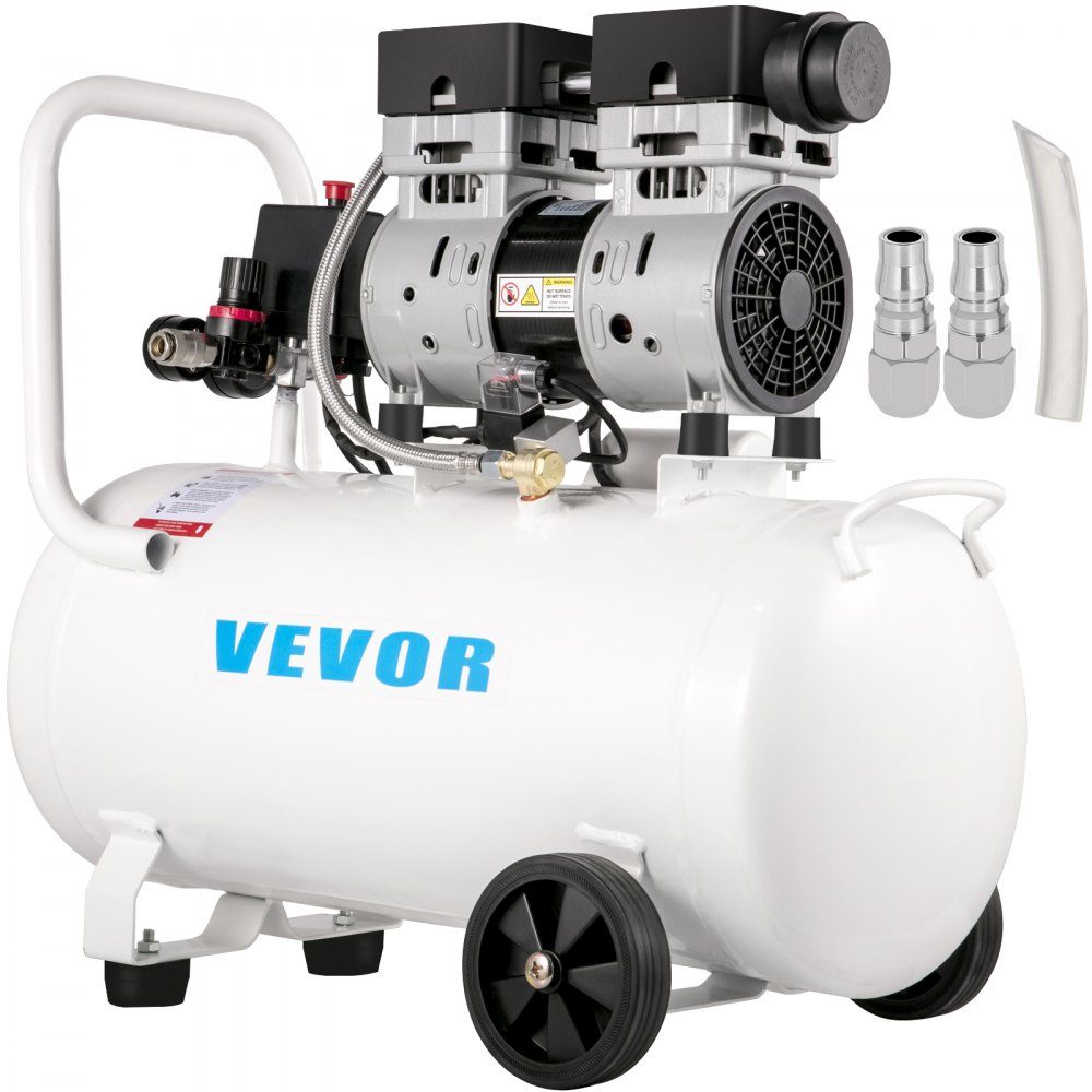 Whisper compressor 50 L, quiet oil-free compressor 750 W, oil-free air compressor 68 dB, compressed air compressor 230 V, quiet compressed air boiler 170 L/min exhaust air volume, with built-in exhaust fan