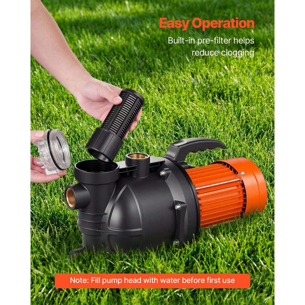 Gartenpumpe, 1300 W, 230 V, max. Förderleistung 4800 L/h, PP-Bewässerungspumpe mit 48 m Förderhöhe, Überhitzungsschutz, europäische Spannungsnormen, für Gartenbewässerung & Bewässerung