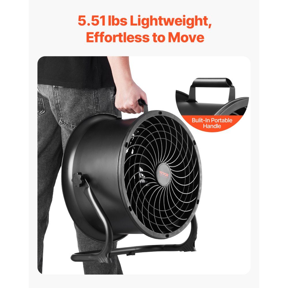 Floor Fan 3 Speed ​​Wind Machine 355.6mm 360° Adjustable Tilt 7.2m/s Airflow Large Metal Fan for Home Gym Office Garage Commercial Space