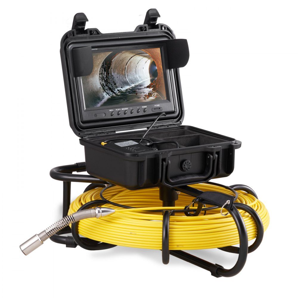 Sewer Camera 91.5m 23cm Screen Pipe Inspection Camera with DVR Function IP68-Kamera with 12 Adjustable LEDs with a 16GB SD Card for Sewer Pipe Home Sewer Pipe