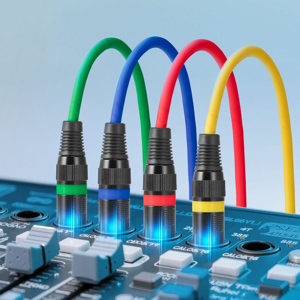 XLR Cable 25ft 4 Pack Balanced DMX Microphone Cables (Male to Female) Gold Plated 3 Pin XLR Microphone Speaker Cable for Stage Lighting, Microphones, Amplifiers, Mixers