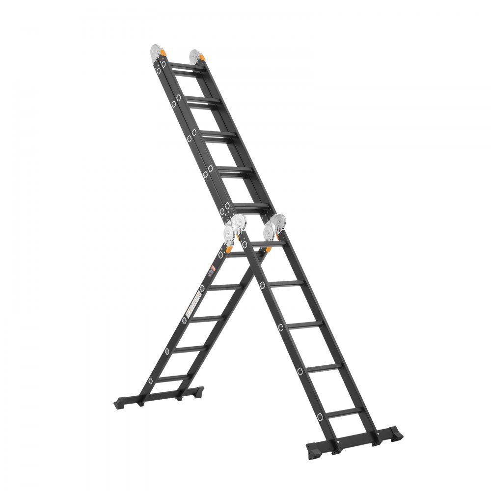 Mehrzweckleiter, 7-in-1-Multifunktionsleiter, A-Rahmen, 5-stufige Teleskopleiter, Leitergestell 5800 mm, verstellbare Hochleistungsleiter, 150 kg Tragfähigkeit für den Heimgebrauch im Freien