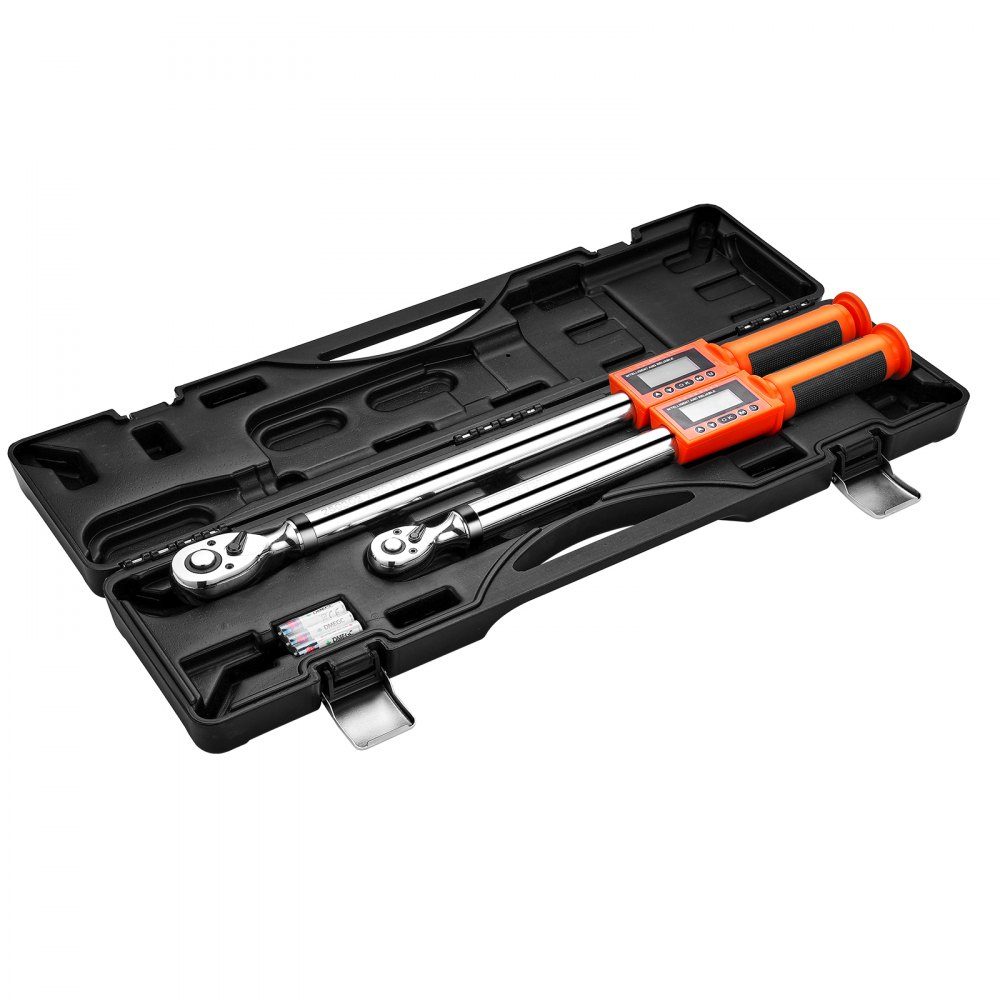 1/2 3/8" Drive Digital Torque Wrench Set, 72 Teeth ±2% Precise Electronic Torque Wrench with Preset Value, Buzzer and LED Notification, Car Repair