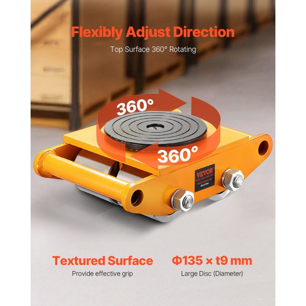 4x armored rollers 12T transport chassis 280x210x105mm transport rollers with 4 directional wheels made of carbon steel industrial roller Ф 135x9mm swivel plate furniture transport aid transport roller