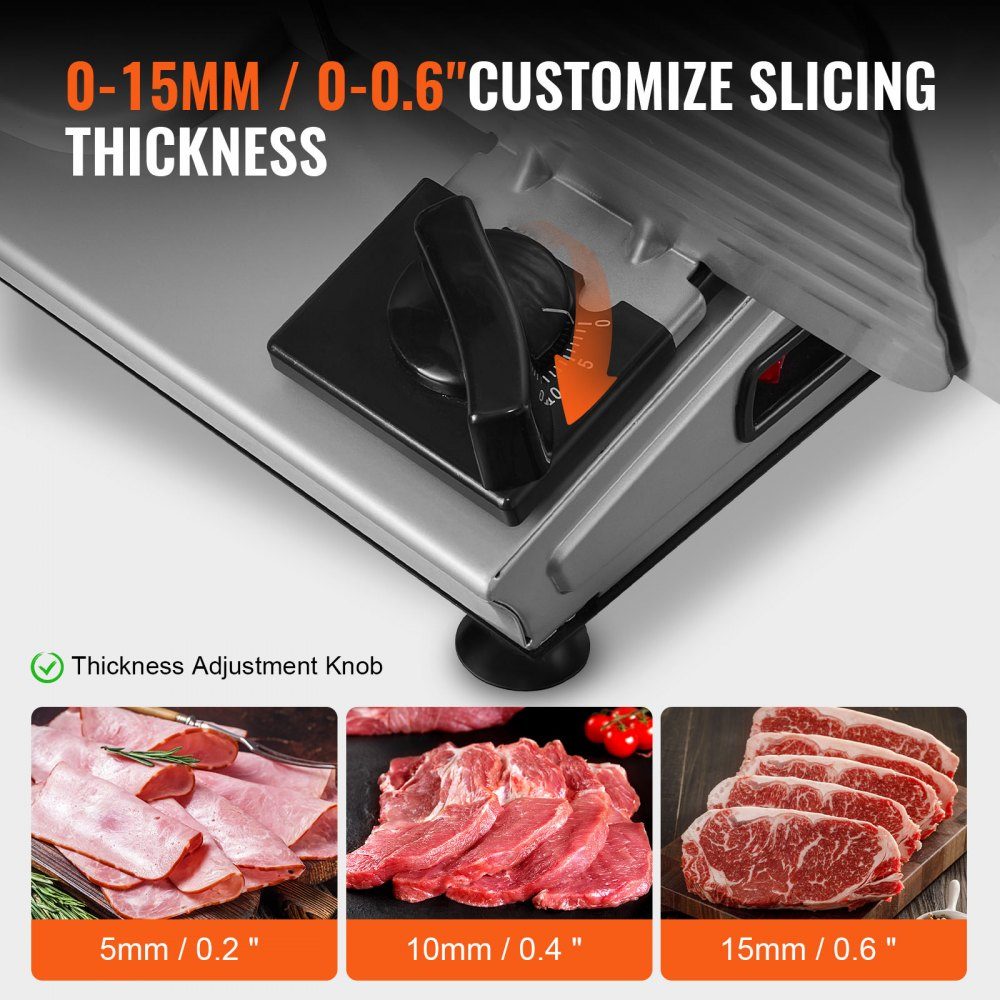 Fleischschneider für den Heimgebrauch, 180 W, 80–120 U/min, elektrischer Allesschneider, Lebensmittelschneider mit SUS420-Klingen, 0–15 mm, einstellbare Dicke, für Fleisch, Käse usw