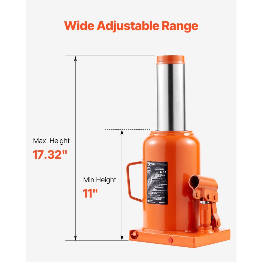 Hydraulic Jack, 50 Ton Stamp Jack, Bottle Jack with 28-44cm Lift Range and 3 Piece Long Handle for Car Pickup Truck RV Car Repair Industrial Engineering