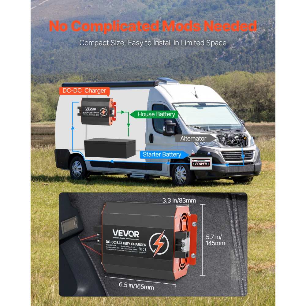 12V 40A DC/DC acculader 500W voor loodzuur-, lithium-, AGM-, GEL- en natte accu's, intelligent opladen op meerdere niveaus voor campers, bedrijfsvoertuigen, boten, jachten 12V 40A DC/DC acculader 500W voor loodzuur-, lithium-, AGM-, GEL- en natte accu's, intelligent opladen op meerdere niveaus voor campers, bedrijfsvoertuigen, boten, jachten