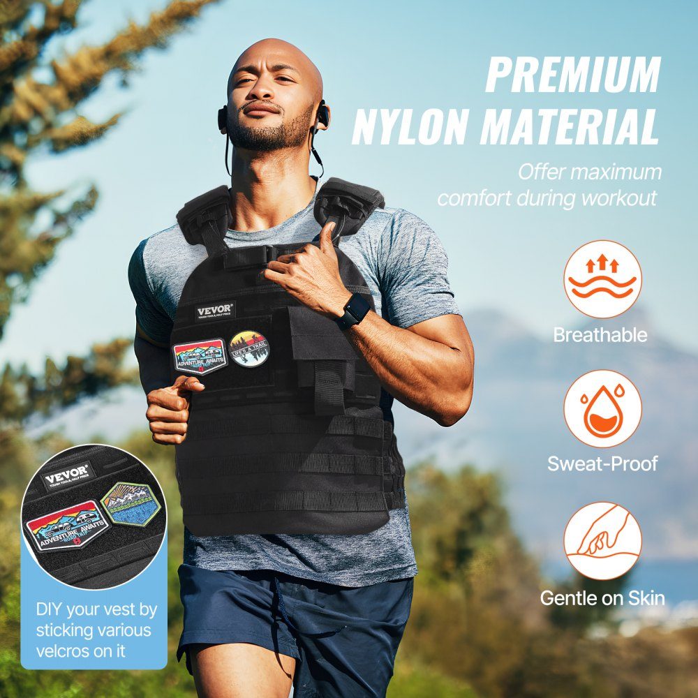Weight Vest 40lbs Adjustable Weight Jacket for Men Women Training Equipment for Strength and Endurance Training Running Jogging Walking Fitness Weight Loss Black