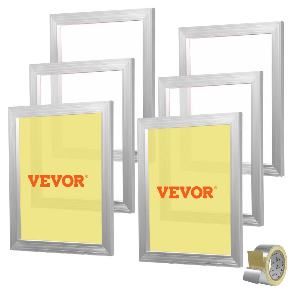 Screen Printing Kit, 6 Pieces Aluminum Screen Printing Frames, 16" x 20" 110 Mesh Screen Printing Frame, High Tension Nylon Net and Sealing Tape for T-Shirts, DIY Printing etc