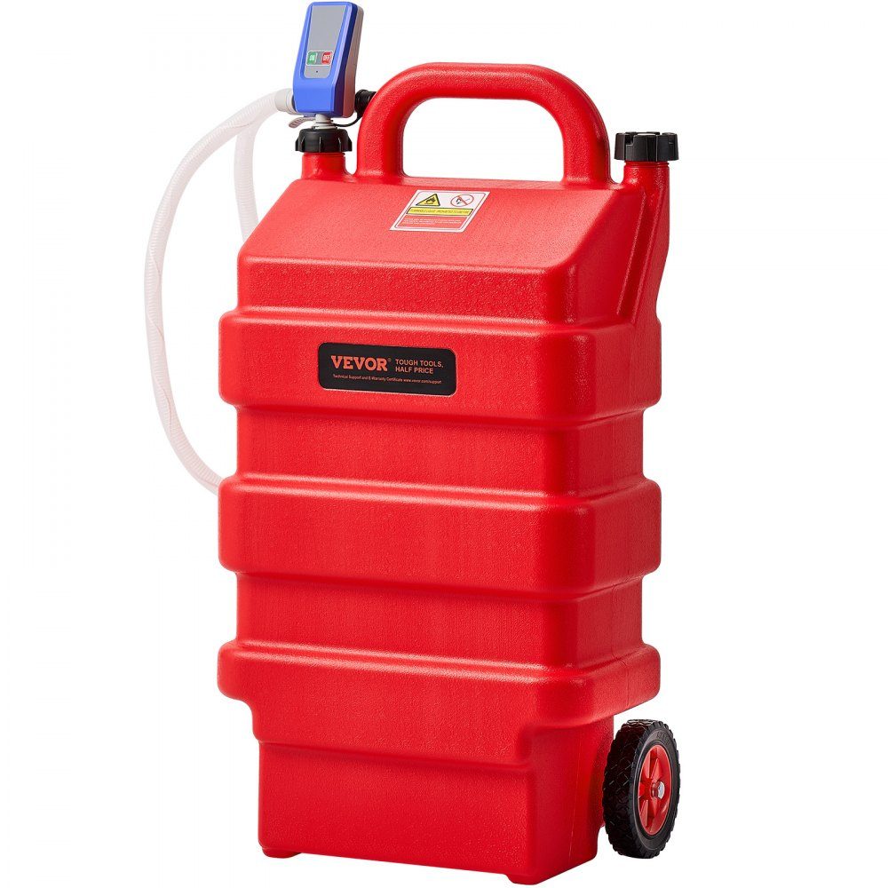Fuel Truck, 60L with 12-V-Gleichstrom-Kraftstofftransferpumpe Fuel Canister, 1.2m Delivery Hose and Auto Stop Sensor Nozzle, Tank Adapter, Suitable for Diesel and Petrol, Red