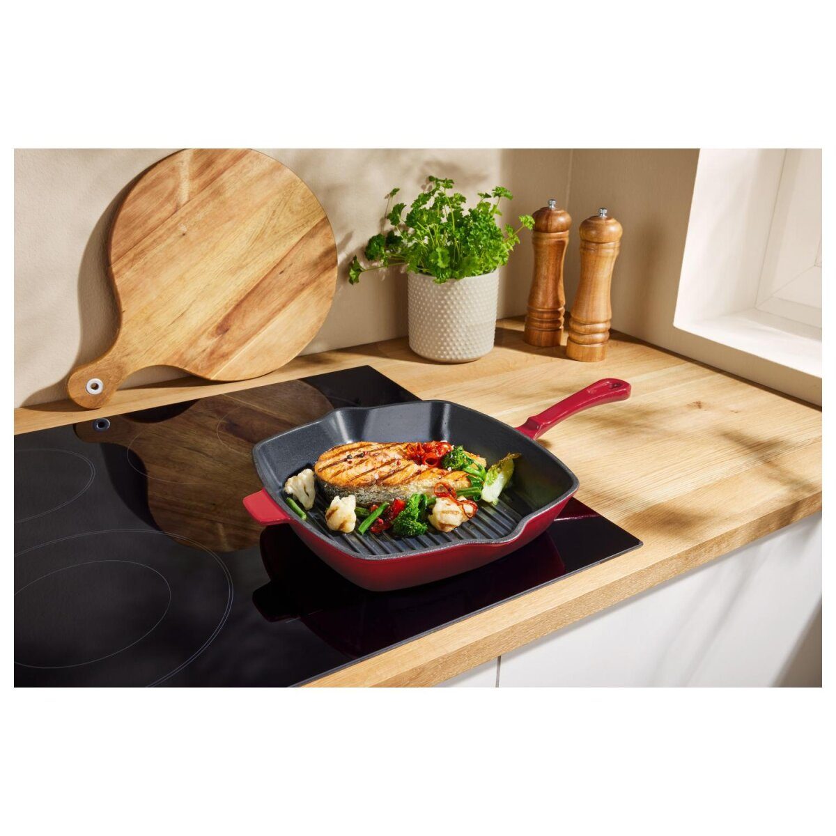 SILVERCREST® Premium cast iron grill pan, Ø 24 cm
