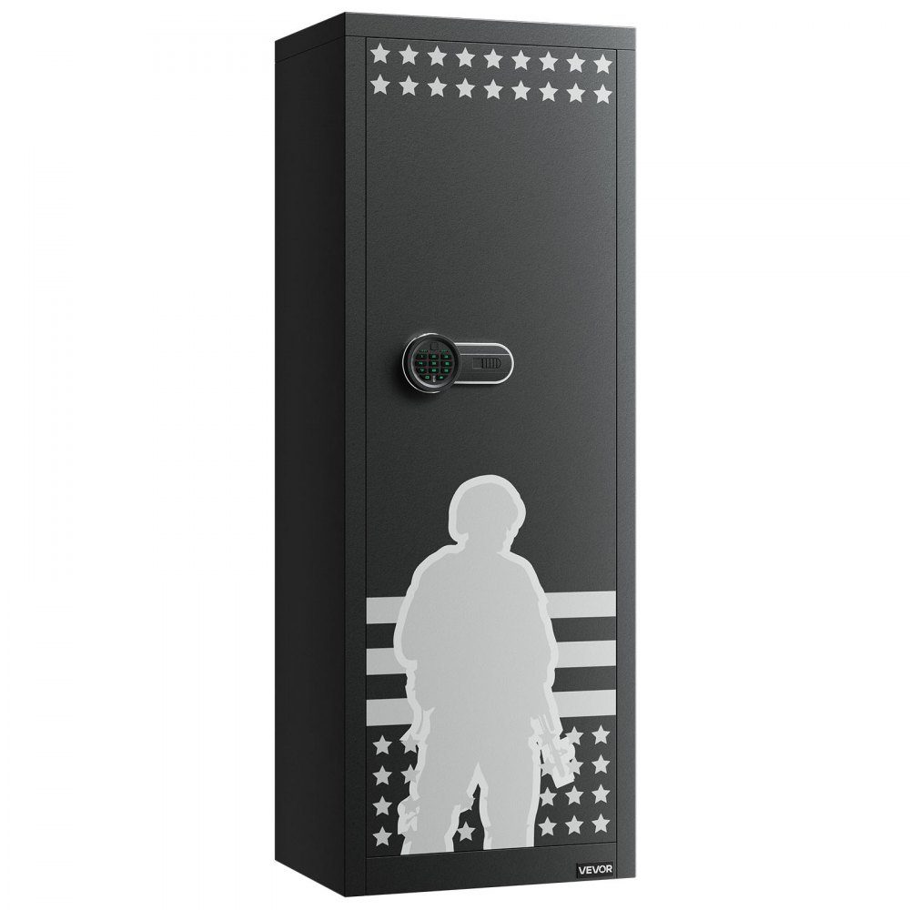 Gun Cabinet Long Gun Cabinet for 10-12 Rifles, Gun Safe with 4 Gun Bags and 3 Adjustable Shelves, Large Gun Cabinet with Key and Password Lock, Assembly Required