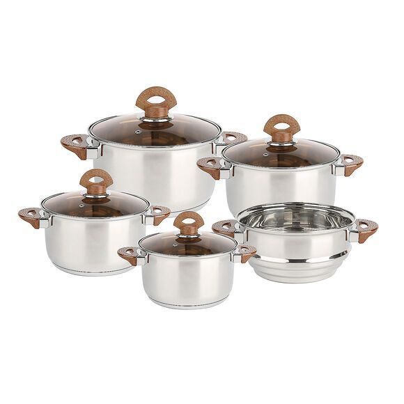 Premium Set Verso Wood Holztopfset aus Edelstahl