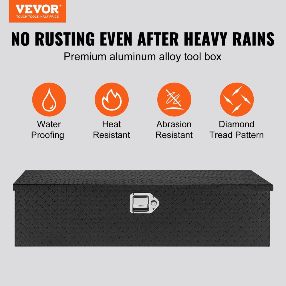 990 x 330 x 254mm Truck Bed Tool Box Lockable 83L Truck Box Tool Box Storage Tool Box 39kg Load Tool Box Organizer for RV Car Black