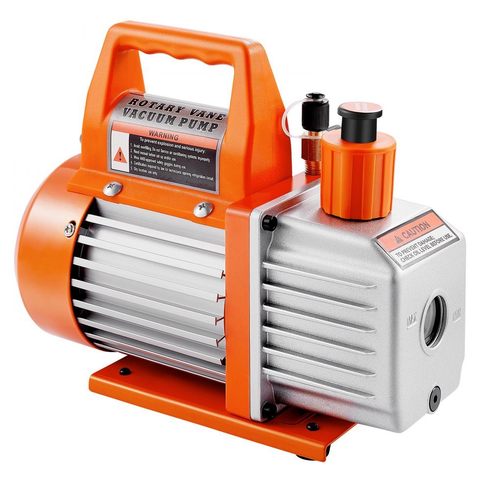Vacuum Pump 99L/min HVAC Single Stage Rotary Vane AC Vacuum Pump for R134a R22 R410a Systems with Oil Bottle 4 Pole Motor 5Pa for Automotive Air Conditioning Resin Degassing