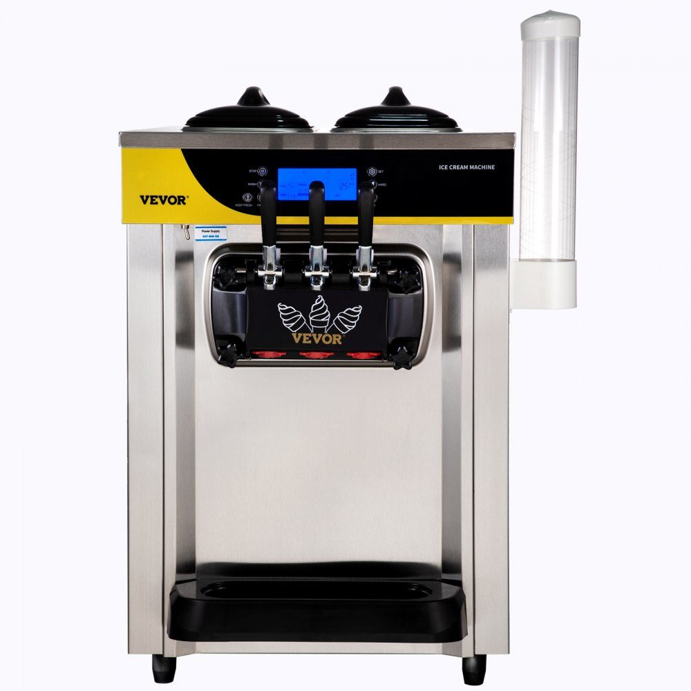 Machine à glace molle commerciale 22-30L/H, machine à glace professionnelle avec écran LCD, 3 saveurs, conception de bureau pour restaurants et entreprises