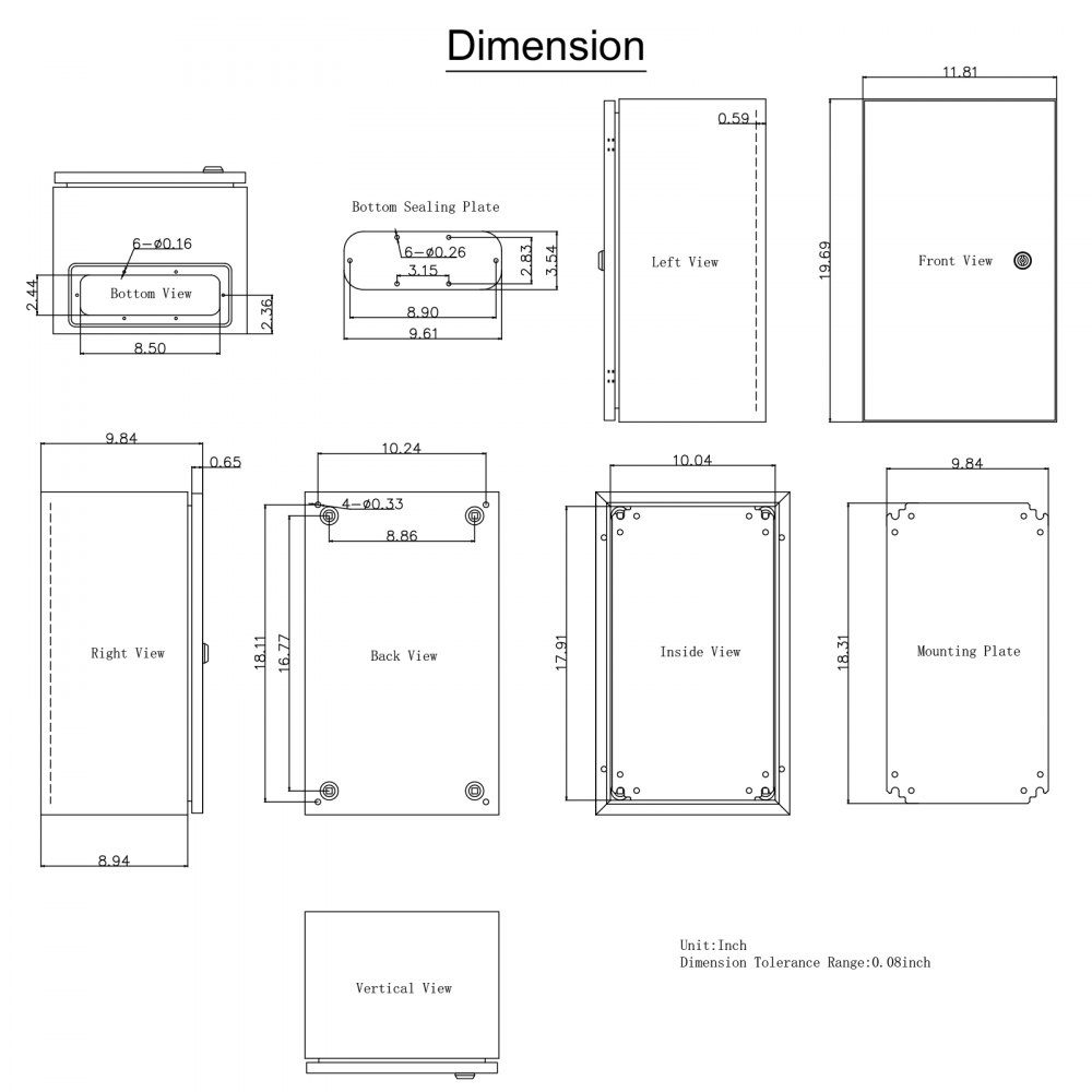 Armoire électrique en acier au carbone, armoire de distribution, boîtier industriel 50x30x25cm, boîte de commutation IP66 et NEMA, boîte de jonction étanche, boîte électrique idéale pour les usines, les chantiers de construction, les centres commerciaux,