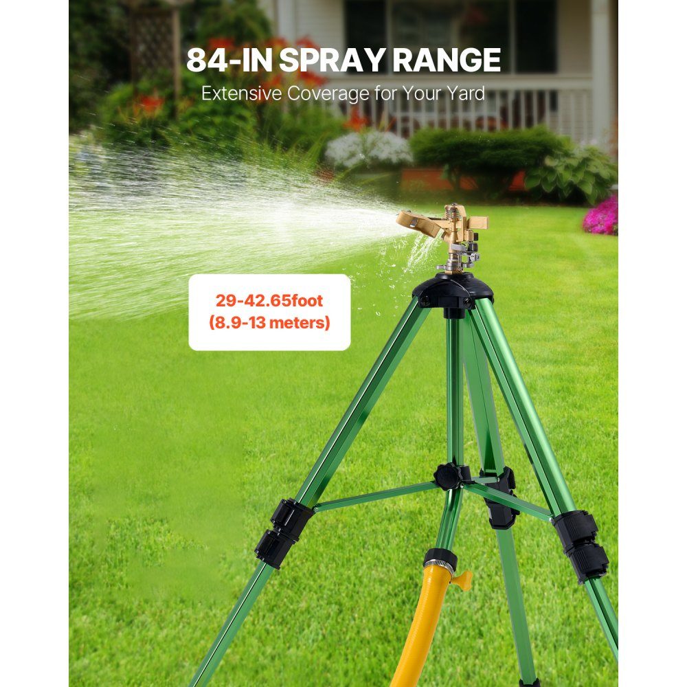 Sprinkler-Teleskopstativ, 2er-Set mit Messingkopf und G3/4-Zoll-Anschluss, 360-Grad-Hochleistungs-Rasensprinkler für große Flächen, verstellbare Höhe 430 mm, 686 mm, 940 mm für den Hof