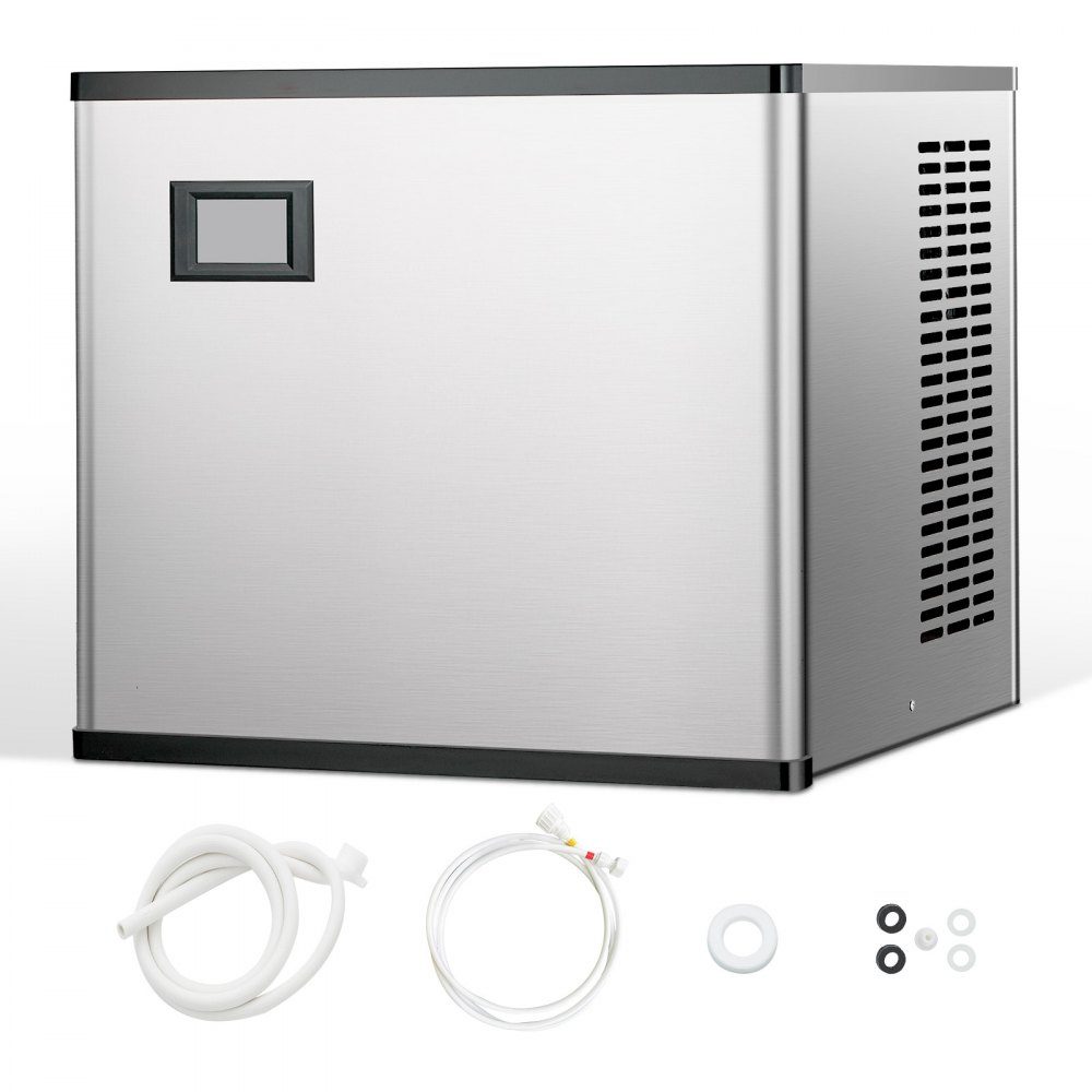 Ice maker head, commercial ice maker (head only), 136kg/day, stainless steel head + PE plastic ice maker head with intelligent control panel and one-touch cleaning