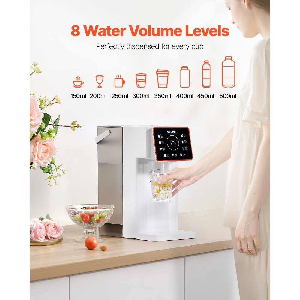 Sofort-Heißwasserspender, Kochend-Heißwasserspender mit 6 einstellbaren Temperaturen & 8 Wassermengen & 3L abnehmbarem Wassertank, Schnellaufheizung mit Touchscreen und Kindersicherung