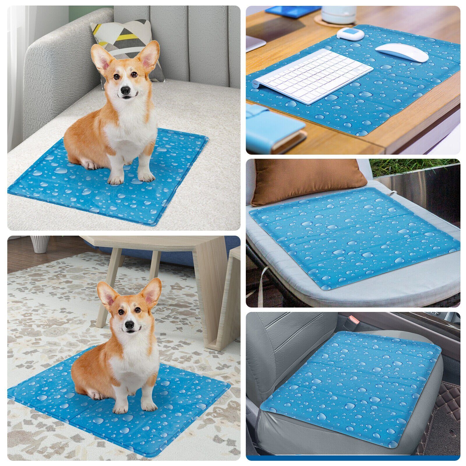 Dog Cat Cooling Mat Self Cooling Cooling Blanket Cold Mat Ice Mat Blue 50cm x 90cm