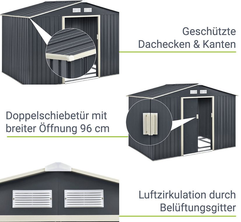 Garden shed tool shed metal tool shed with gable roof XXXL
