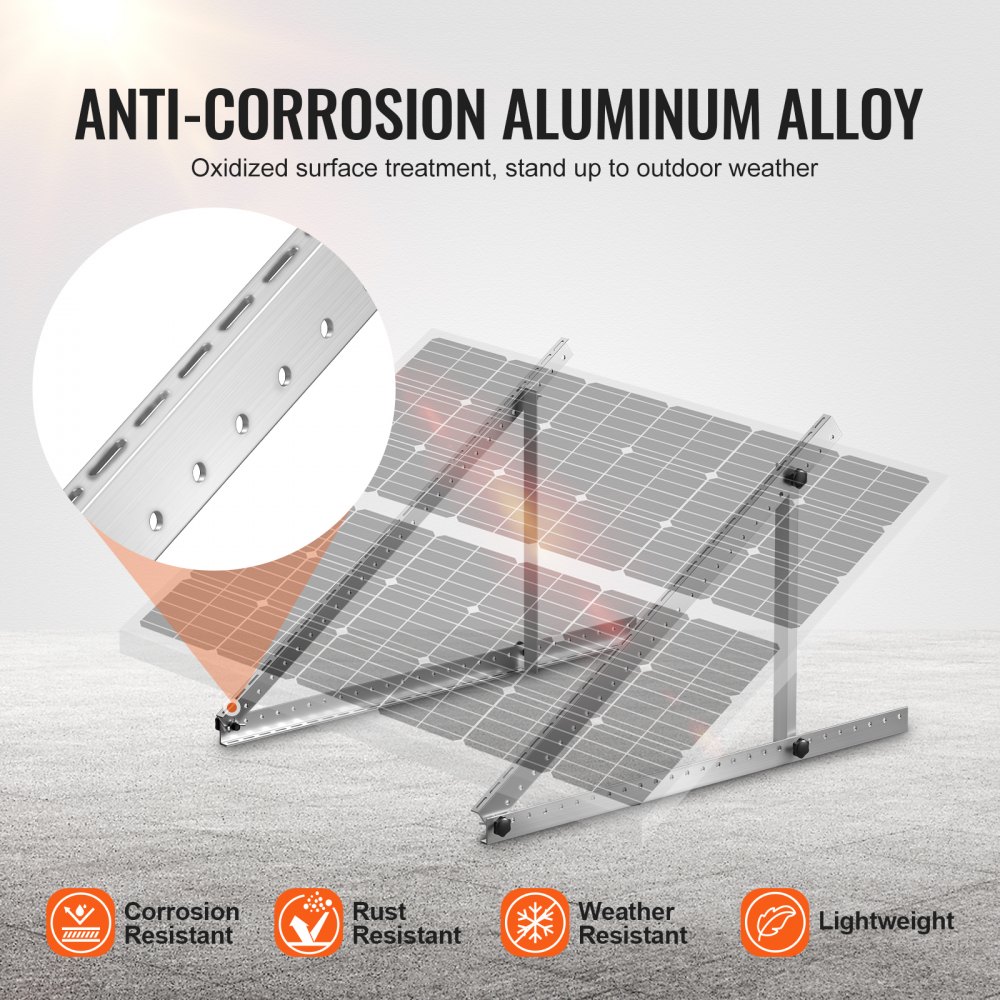 Zonnepaneelbeugels 50" 0-90° verstelbare zonnepaneelbeugels voor 100-550W zonnepanelen, lichtgewicht aluminium beugels met opvouwbare kantelpoten voor campers, daken, boten, off-grid