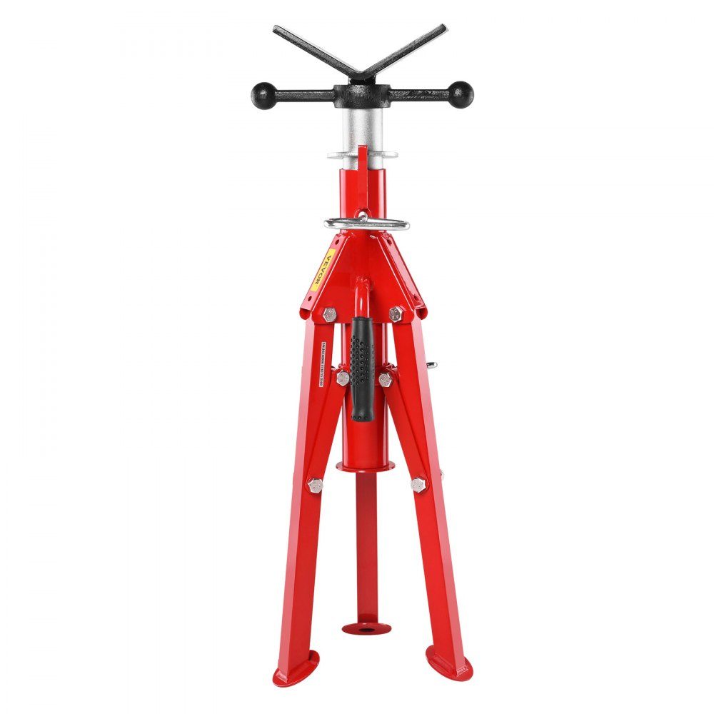 Support de tube Support de tube en acier au carbone Tête en V Capacité de charge maximale 1134 kg Support de tube Hauteur réglable de 61 à 107 cm Pieds pliables pour le transport Idéal pour les machines à fileter Rainures de rouleau