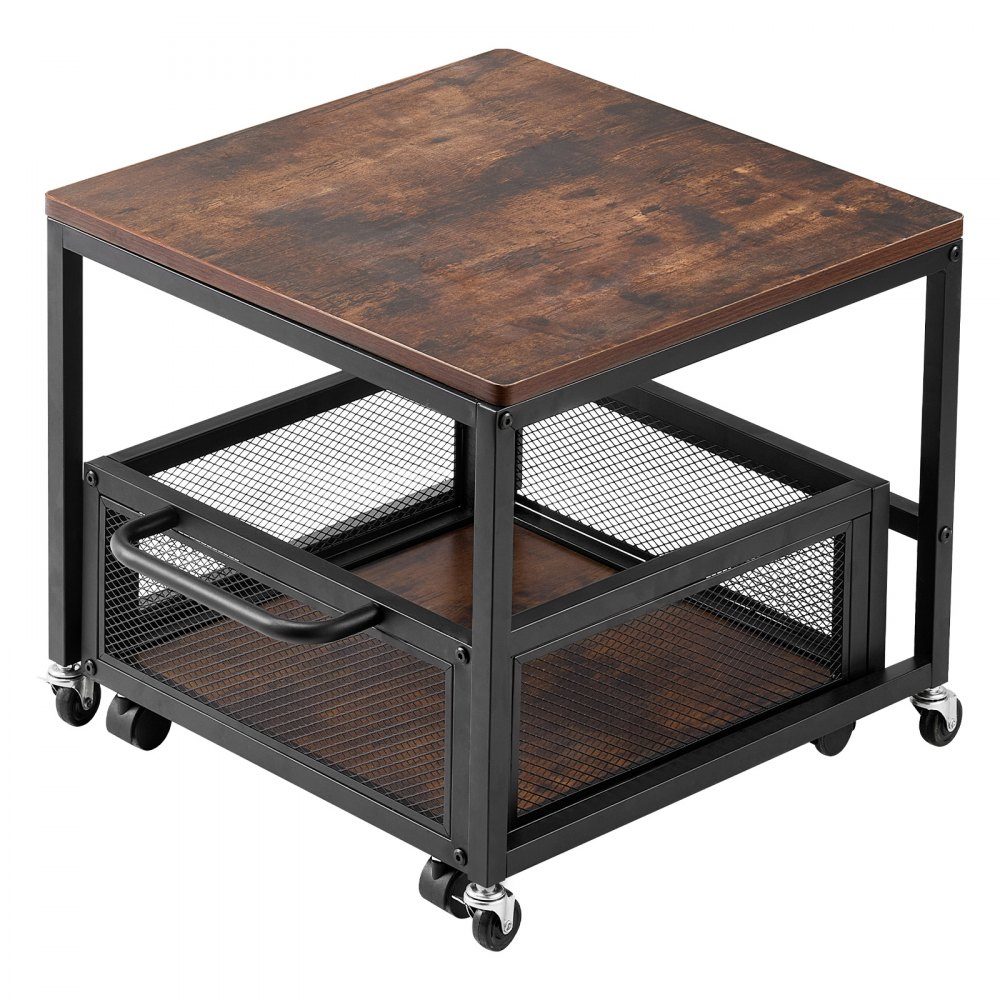 Mini support de Réf. rigérateur, support de réfrigérateur avec capacité de charge de 90 kg, table de réfrigérateur avec chariot de rangement mobile et roues pivotantes, support de réfrigérateur à boissons pour bar à café, appartement, marron foncé