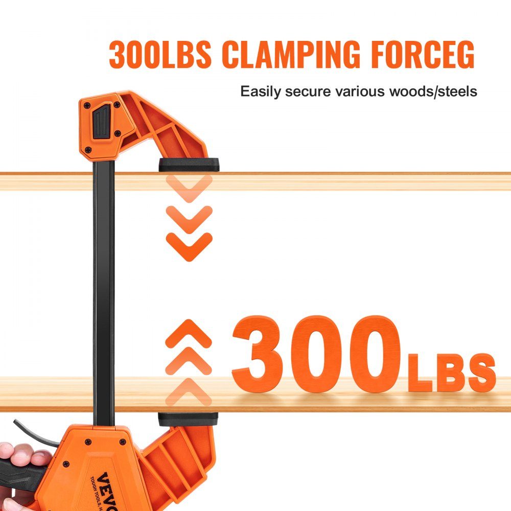 2 x eenhandklem 609,6 mm bekopening snelspanklem 136 kg draagvermogen klem schroefklem ideaal voor het snijden, verbinden en monteren van houten producten of staalmaterialen
