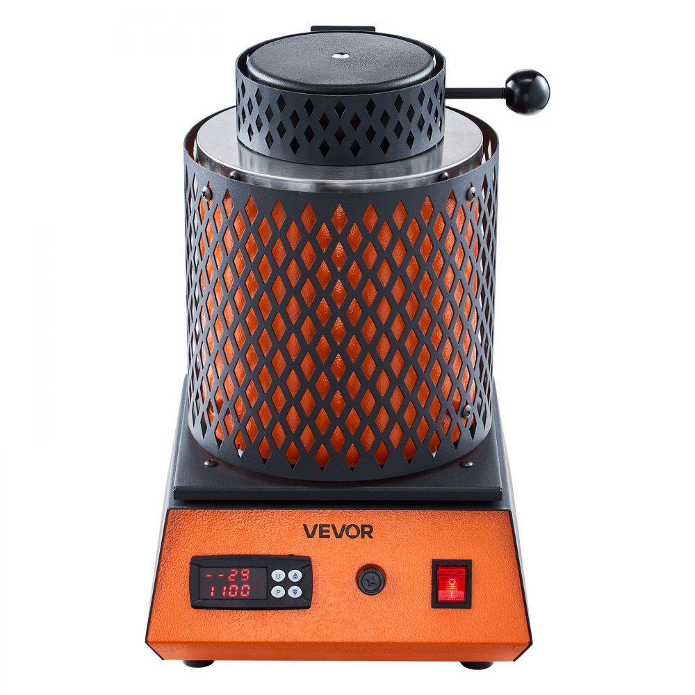 Digital Gold Melting Furnace Machine with 5kg Ceramic Crucible, Electric Melting Furnace 1500W Max 1150℃, Metal Melting Furnace Set for Jewelry Making, Metal Rods, Metal Components, Black