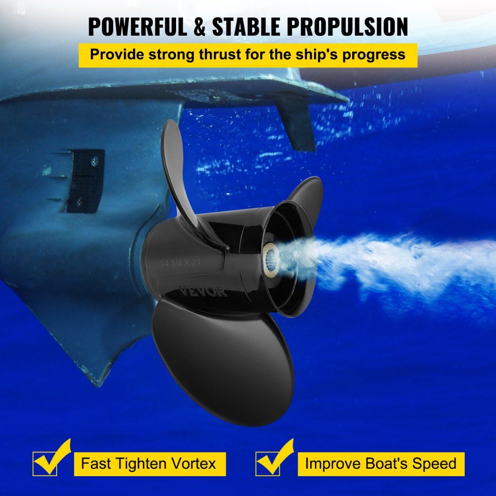 Outboard Propeller Replaces OEM 3817469 3 Blade Aluminum Boat Propeller with 14-1/4 x 21" Pitch Compatible with Volvo Penta SX Drive All Models 19 Splines Right Handed
