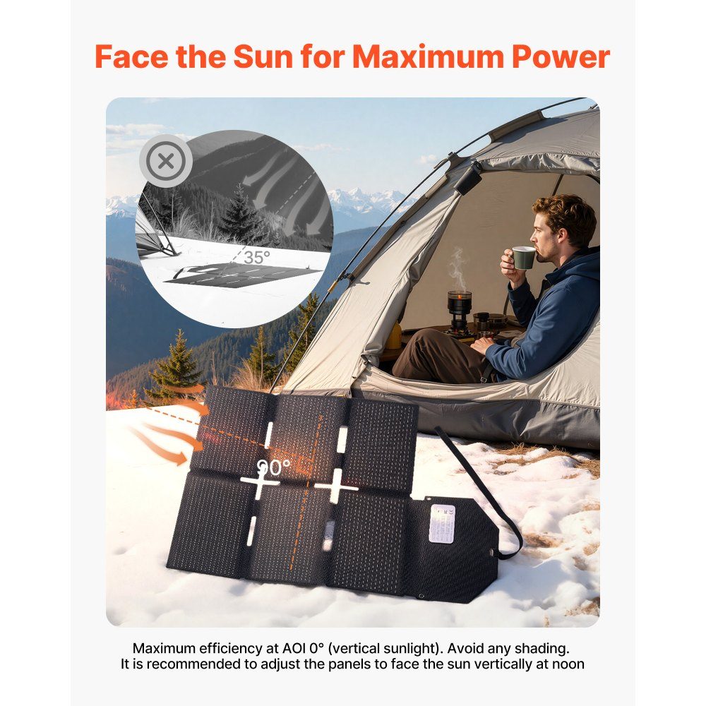 Foldable solar panel 60W, 16BB N-type monocrystalline solar panel with 24% efficiency, solar charger with MC4 output, Type-C, USB-A and DC ports for power stations when camping