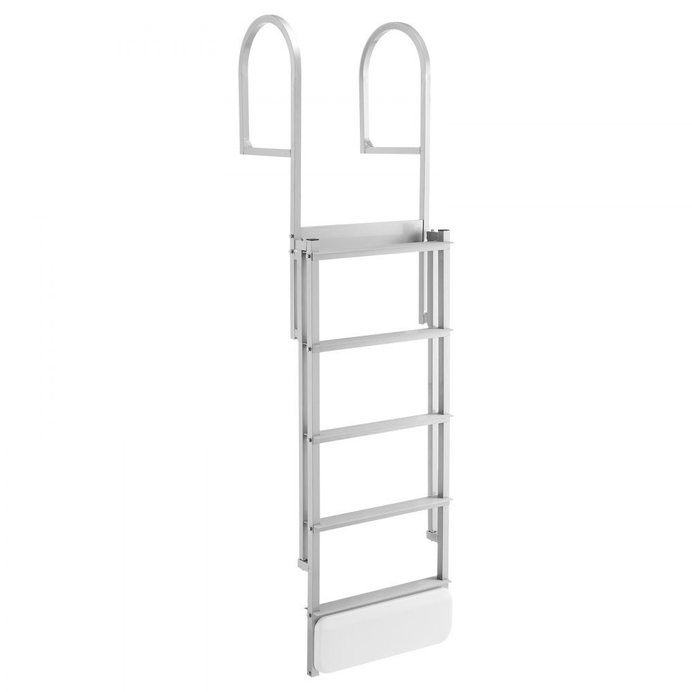 Retractable Dock Ladder, Boat Ladder with 5 Non-Slip Steps, Wide Pedals and Handrail, 500lb Entry Pool Ladder, Aluminum Alloy Telescopic Ladder for Docks, Pools, Lakes, Boats