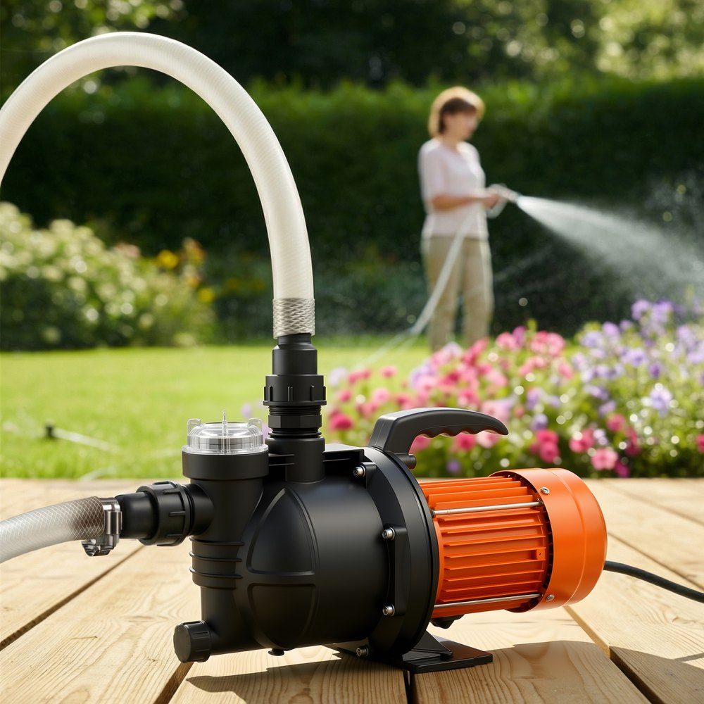 Gartenpumpe, 1300 W, 230 V, max. Förderleistung 4800 L/h, PP-Bewässerungspumpe mit 48 m Förderhöhe, Überhitzungsschutz, europäische Spannungsnormen, für Gartenbewässerung & Bewässerung