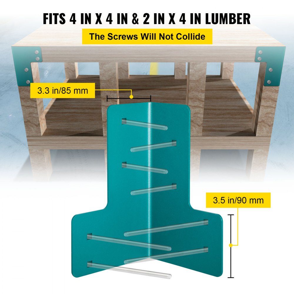 Draaibare connector, 4 mm dikke stalen draaibare beugels 8-delige hoekconnectorset Haakse werkplaatstafel Hoekbeugels Bureaurandconnector Bevestiging Familie DIY