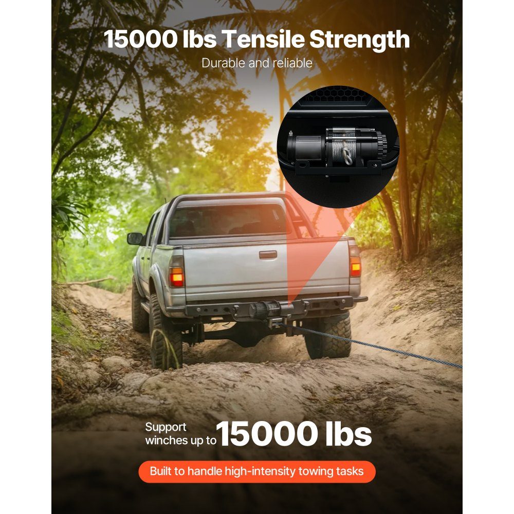 Universelle Anhängerkupplungshalterung, 6803 kg, Windenmontageplattenempfänger 50,8 mm mit 2-Loch-Befestigung, pulverbeschichteter Stahl für Mountainbike, UTV, LKW, Schwarz