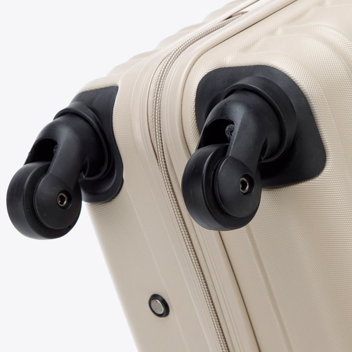 Großer Premium-Koffer Reisekoffer ABS-Kunststoff 96l mit Rippen Beige
