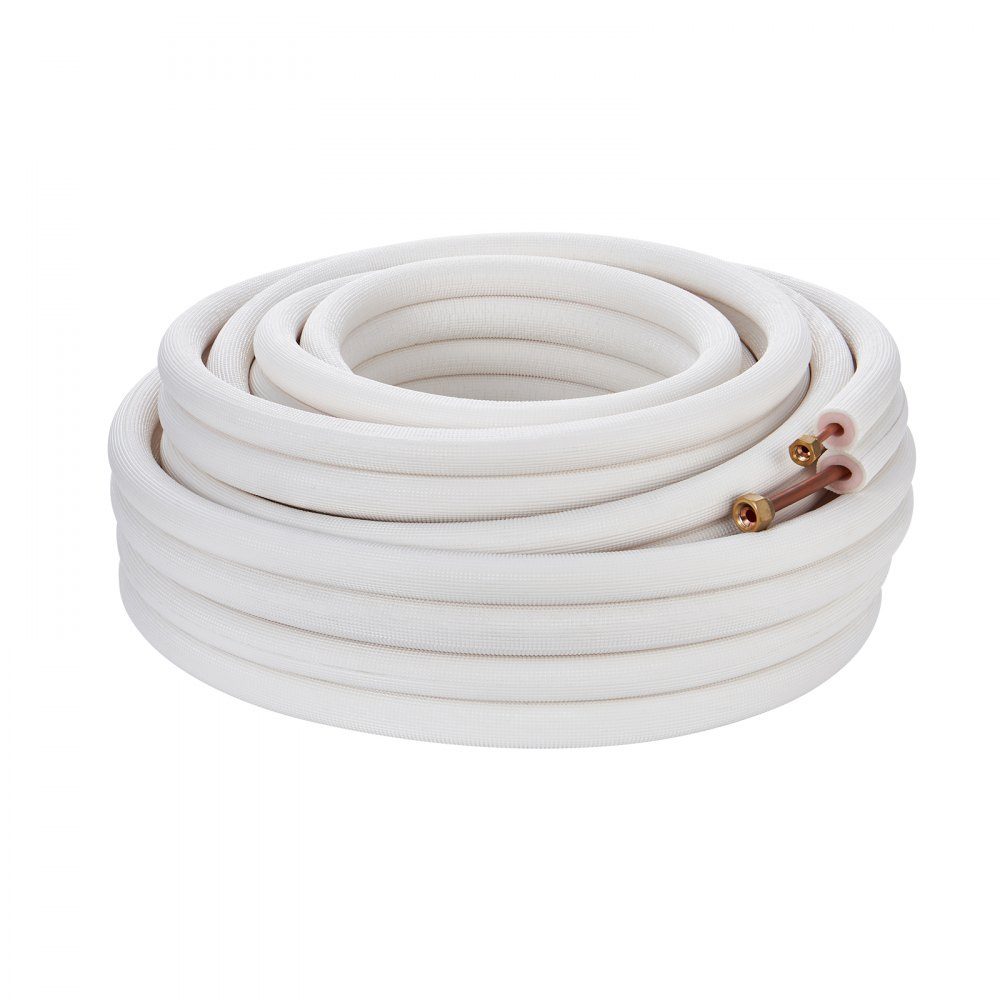 Kit de mini ligne divisée de 50 pieds, tubes en cuivre 1/4" et 3/8" OD avec isolation triple couche, pour mini climatisation divisée, équipement de Réf. rigération ou de pompe à chaleur et CVC avec