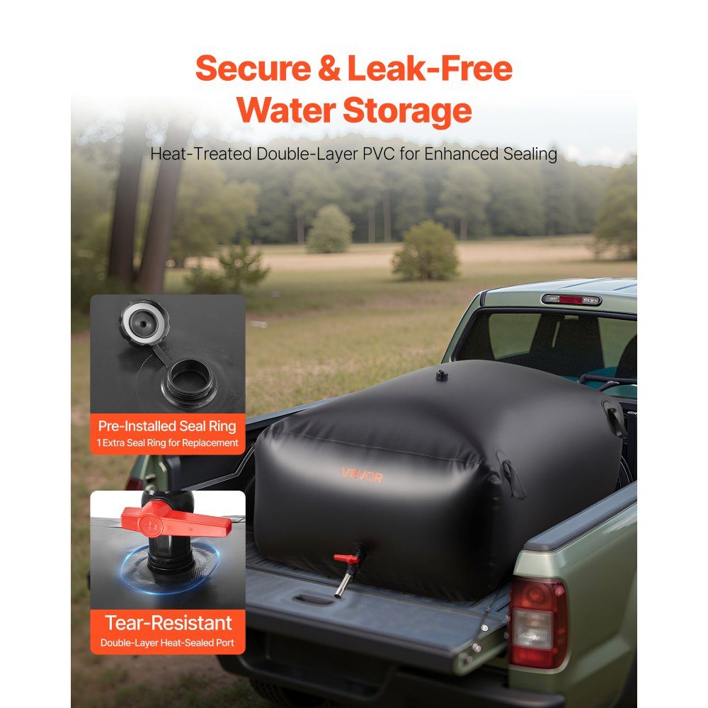 Vessie de stockage d'eau, sac d'eau souple en PVC 540 L, récipient de stockage d'eau, réservoir d'eau étanche et résistant à l'usure pour camping-car extérieur, camion et arrosage d'urgence