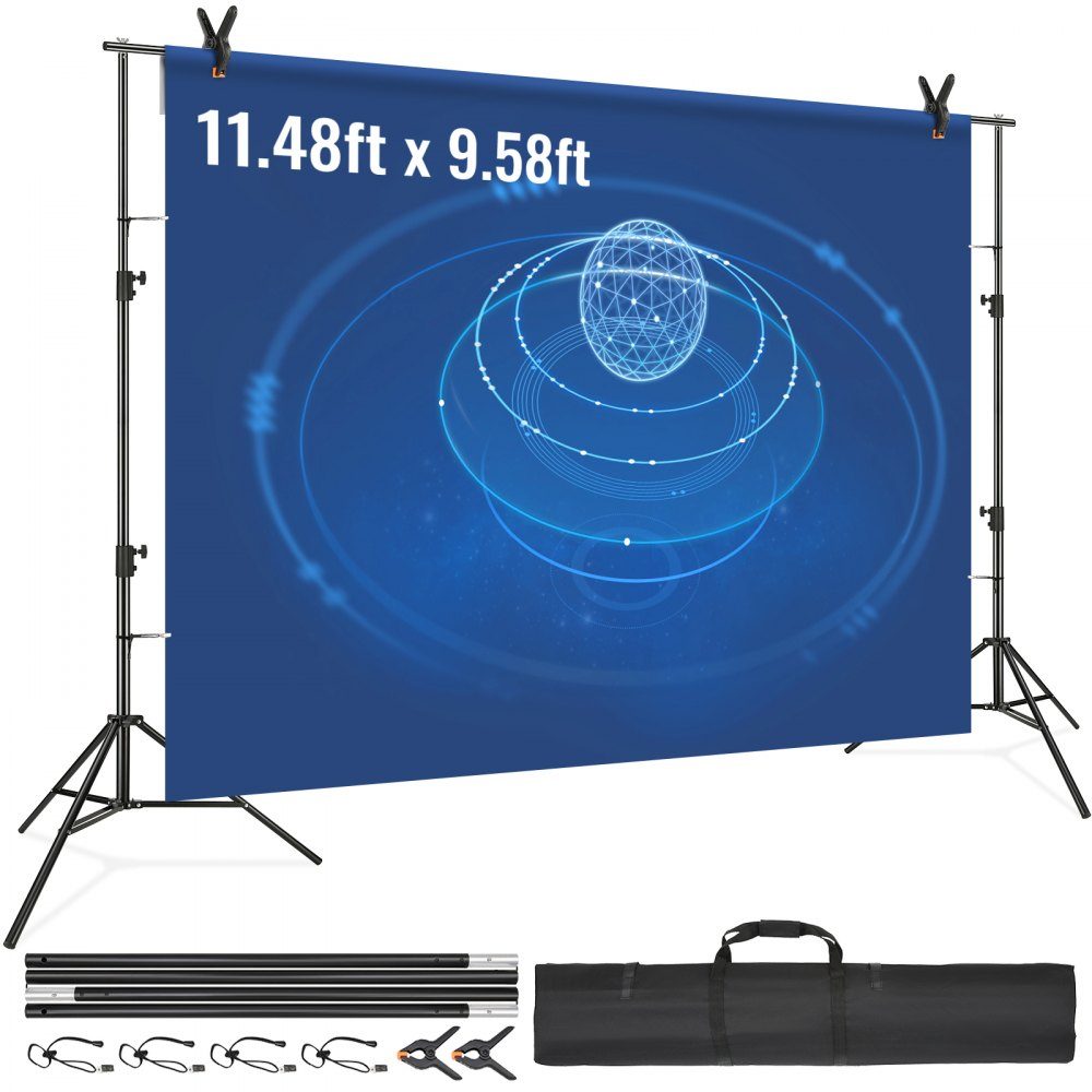 Fotografieachtergrond Fotografieachtergrond 2900x3500mm Stofgrootte Studio Props Achtergrond met 2 driehoekige beugels 2400-2920mm Verstelbare telescopische hoogte Bruiloftsfeest