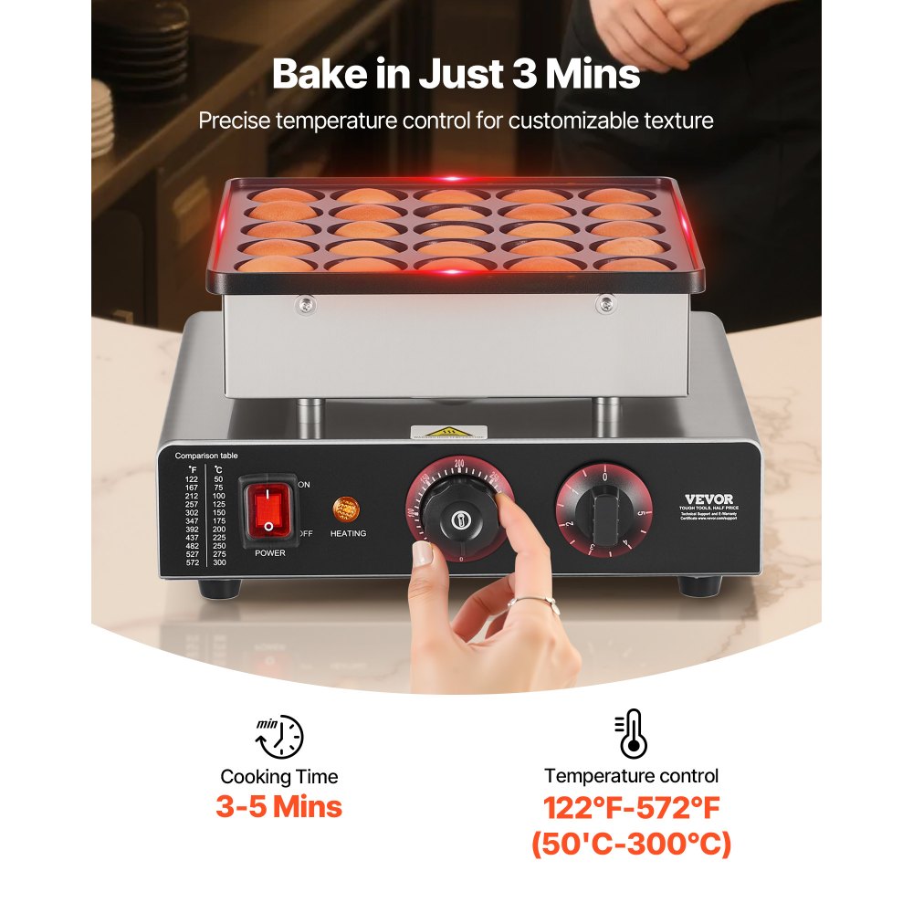 Mini Pancake Maker Dutch Muffin Waffle Iron with 43mm Diameter, Non-Stick Stainless Steel Poffertjes Grill, Electric Mini Pancake Baker for Home Kitchen Restaurant Mini Pancake Maker Dutch Muffin Waffle Iron with 43mm Diameter, Non-Stick Stainless Steel Poffertjes Grill, Electric Mini Pancake Baker for Home Kitchen Restaurant