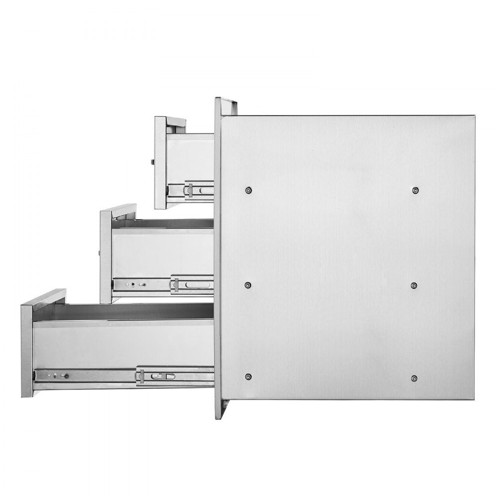 Tiroirs de cuisine extérieure, tiroirs de gril encastrés à triple accès avec poignée en acier inoxydable, tiroirs d'îlot de gril pour cuisine extérieure ou patio d'îlot de gril, 400x450x450mm