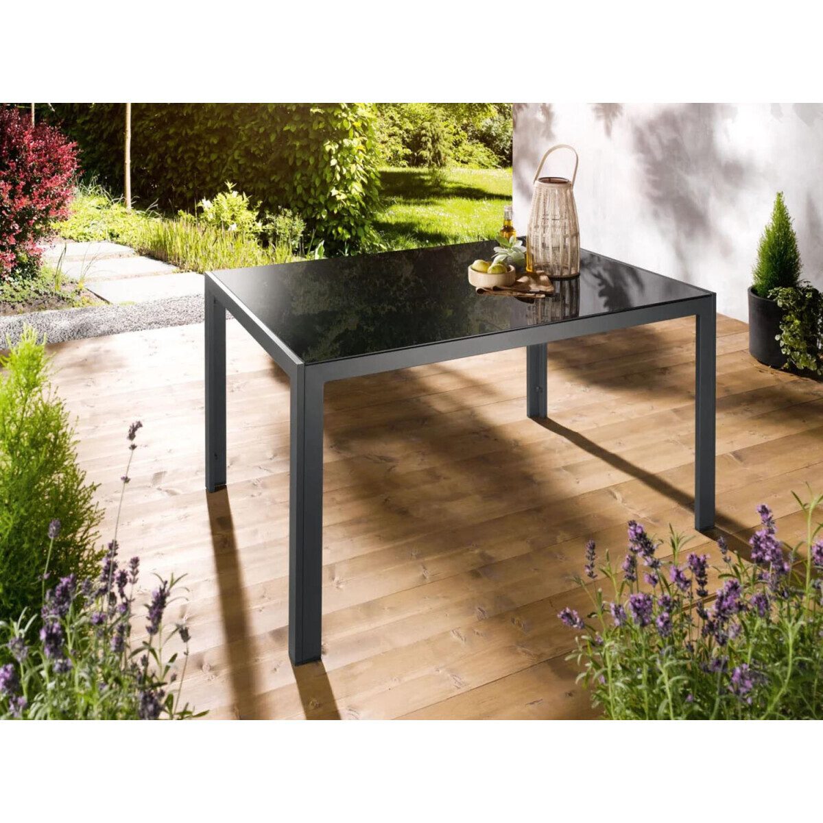 Tuintafel aluminium antraciet omkeerbaar tafelblad